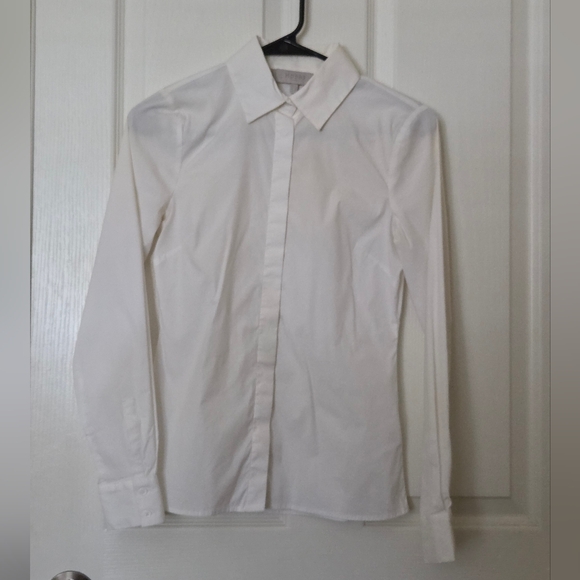 Hobbs White Long Sleeve Button Victoria Shirt, Size 2 - Picture 1 of 11